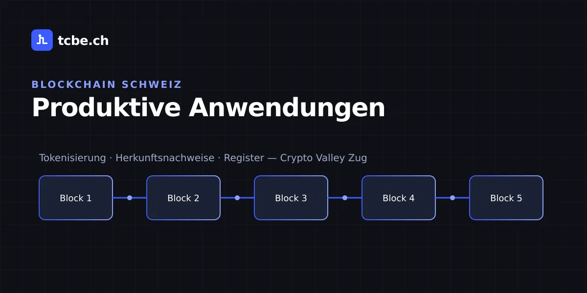 Blockchain-Kette: produktive Anwendungen in der Schweiz — Tokenisierung, Herkunftsnachweise, Register